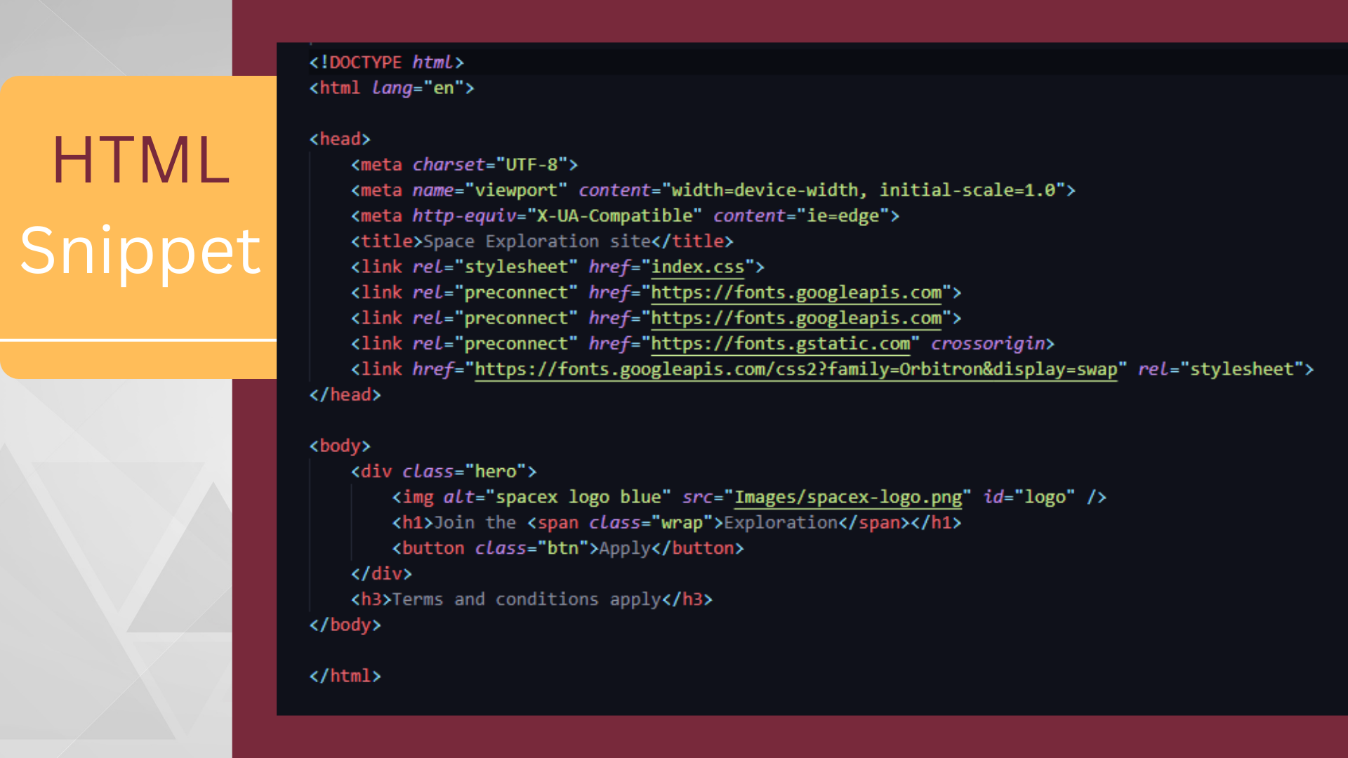 html snippet