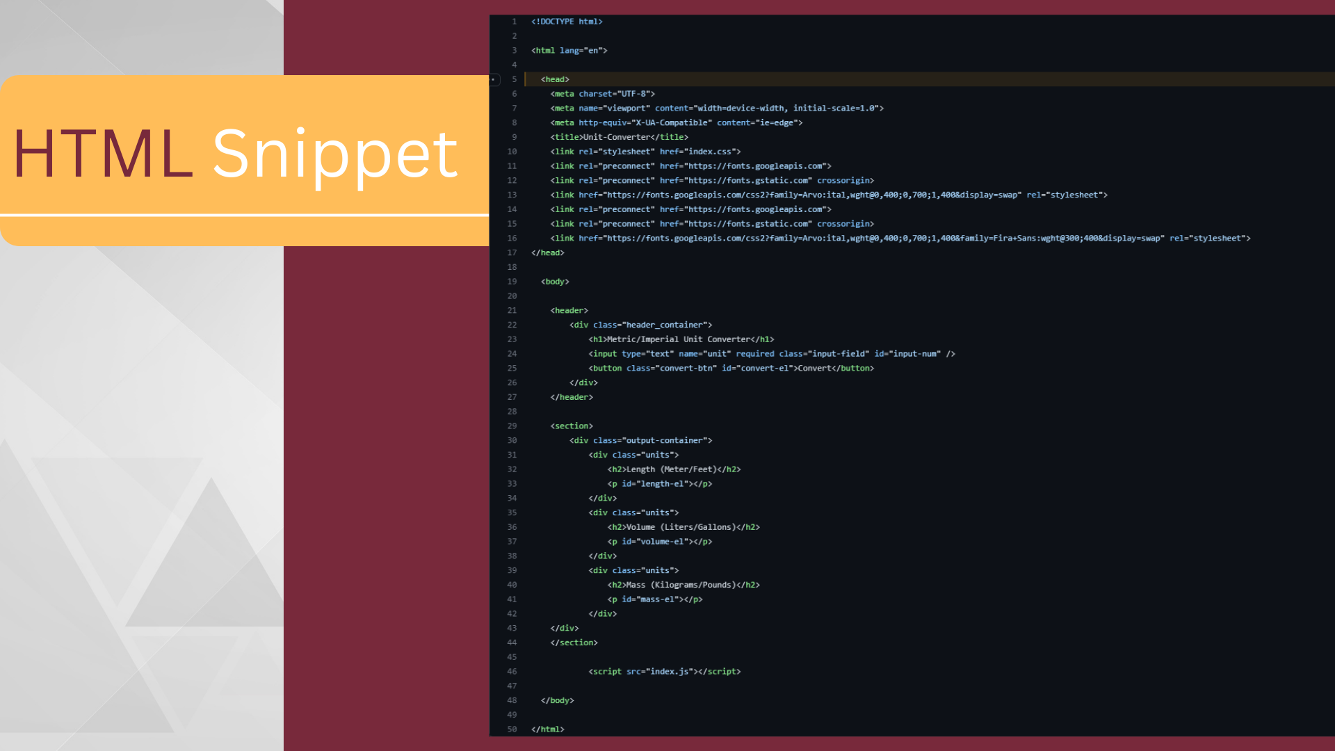html snippet